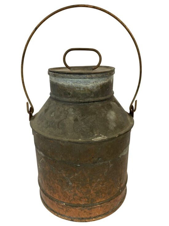 Other - Antique Primitive Milk Cream Can Copper with Lid Vintage Rustic 7" Tall